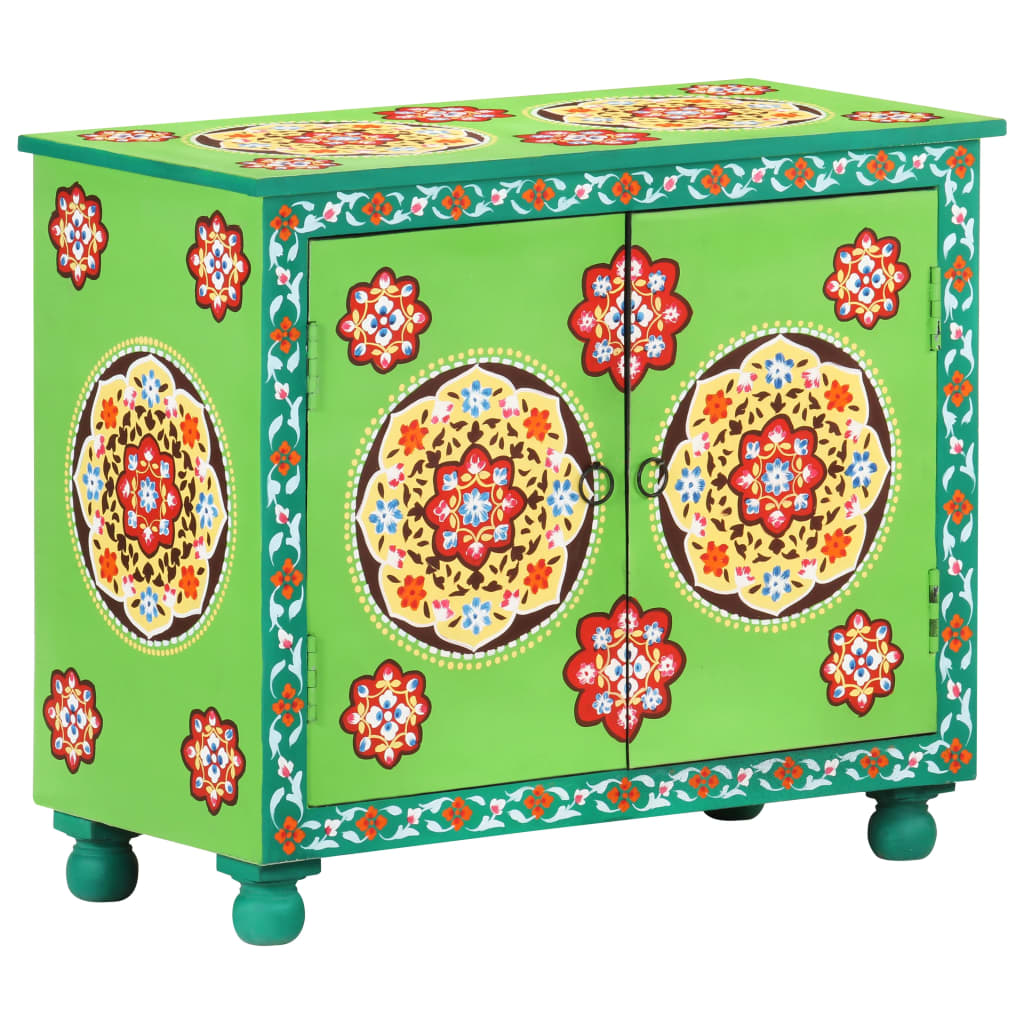 Hand Painted Sideboard Multicolor 27.6"x13.8"x23.6" Solid Mango Wood