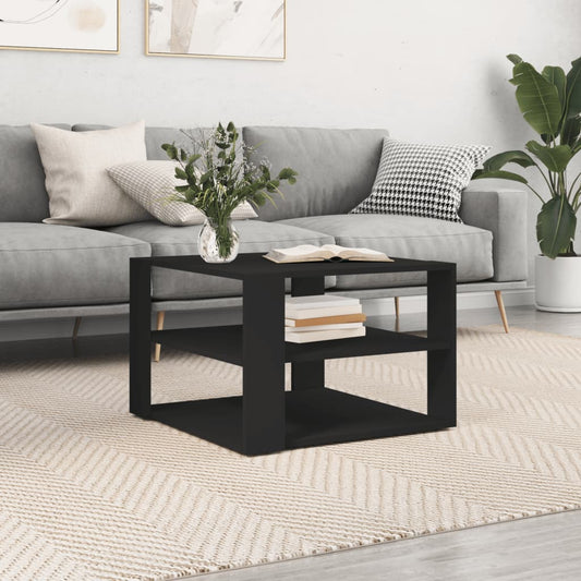 Coffee Table Black 23.4"x23.4"x15.7" Engineered Wood