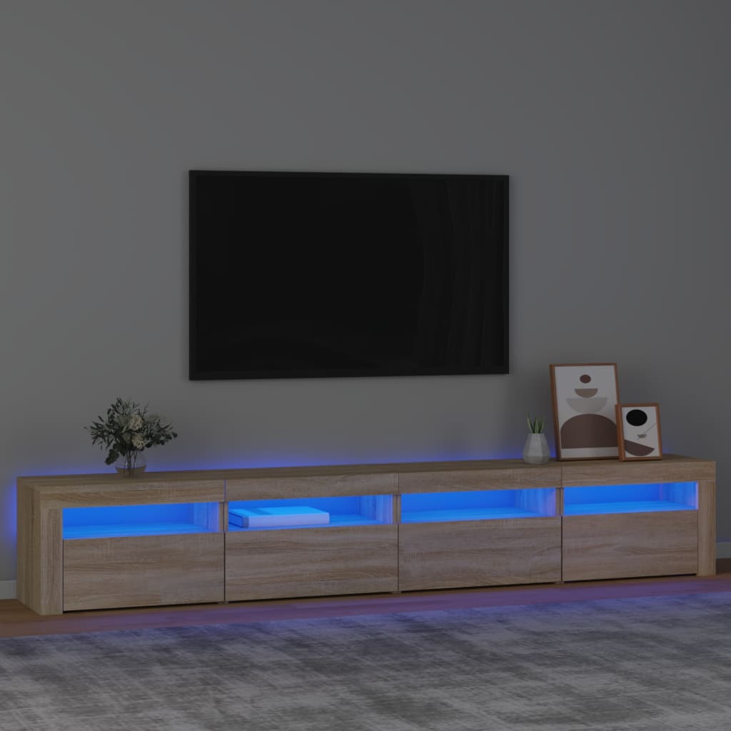 TV Stand with LED Lights Sonoma Oak 94.5"x13.8"x15.7"