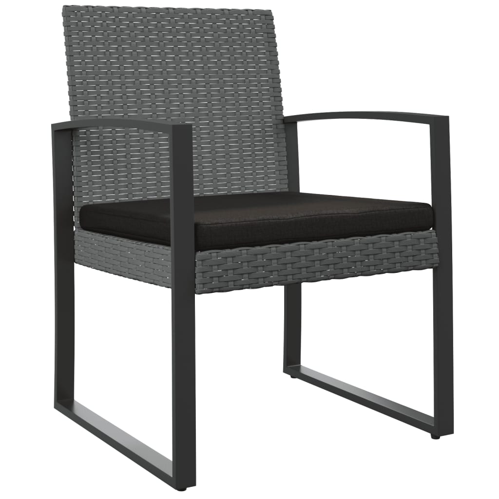 Patio Dining Chairs 2 pcs Dark Gray PP Rattan