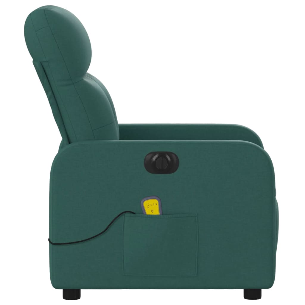 Electric Massage Recliner Chair Dark Green Fabric