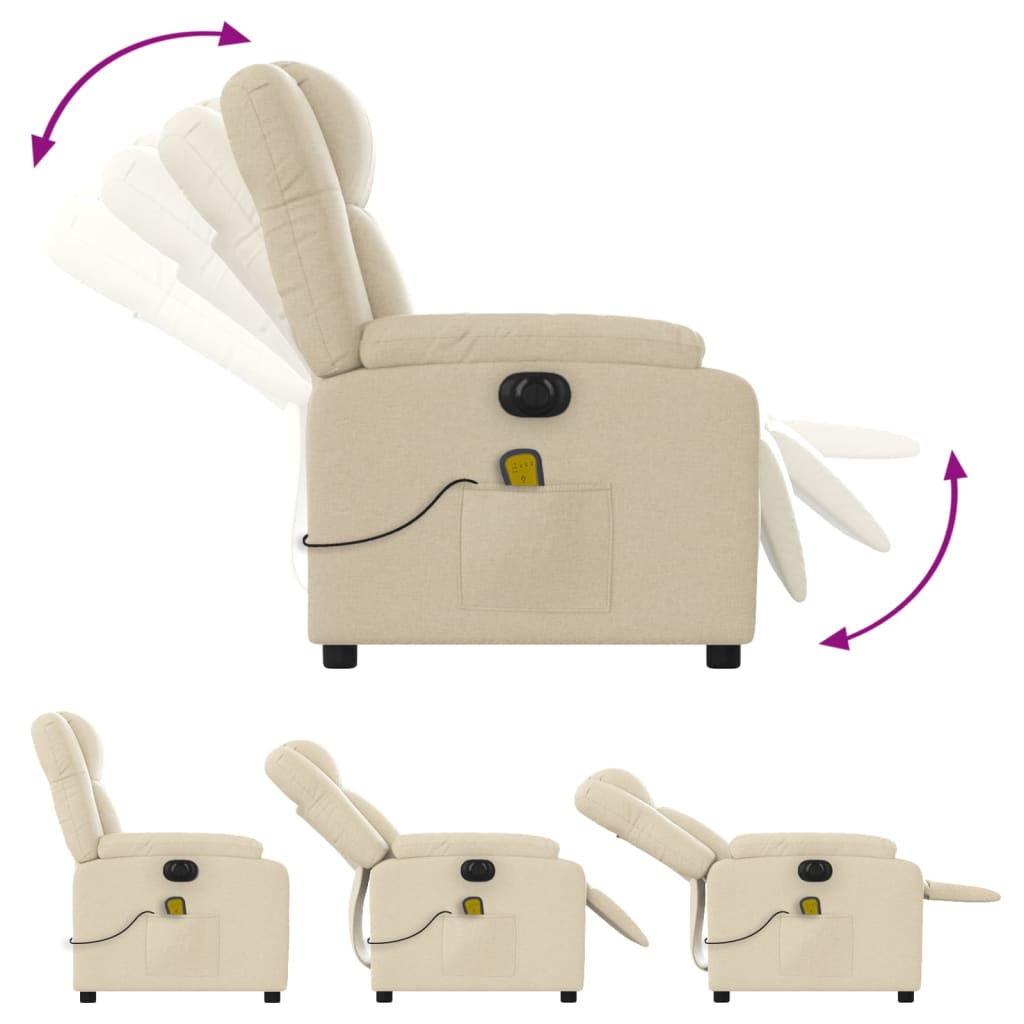 Electric Massage Recliner Chair Cream Fabric