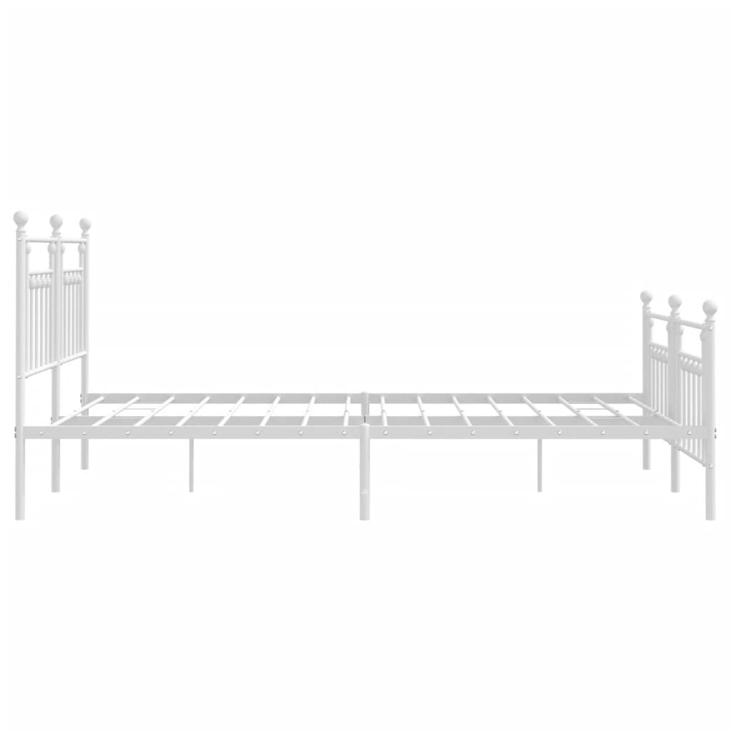 Metal Bed Frame without Mattress with Footboard White 72"x83.9"