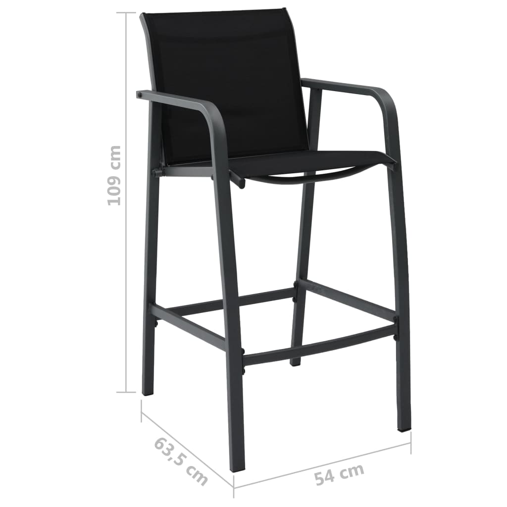 Patio Bar Chairs 2 pcs Black Textilene