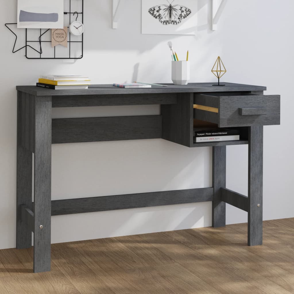 Desk HAMAR Dark Gray 43.3"x15.7"x29.5" Solid Wood Pine