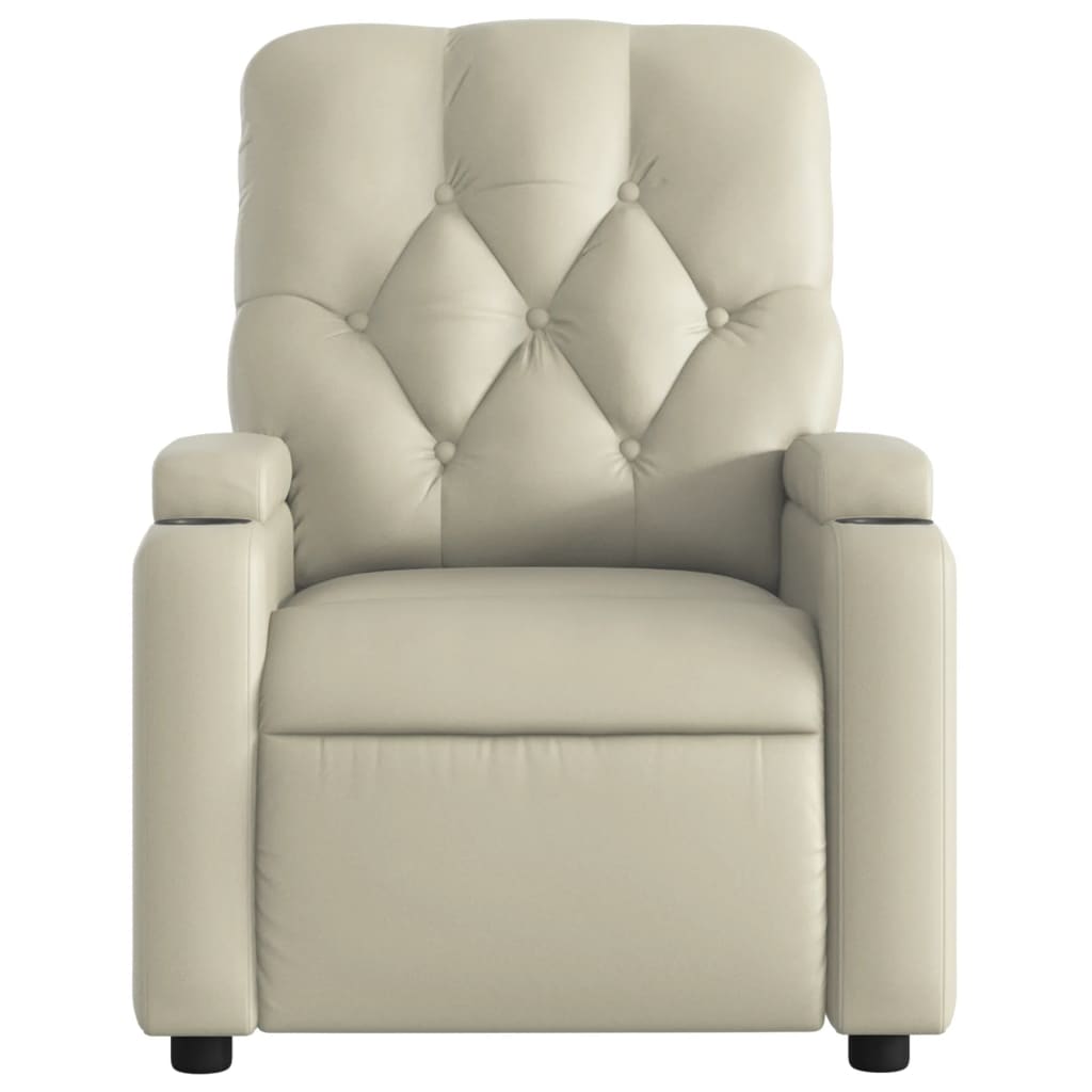 Massage Recliner Chair Cream Faux Leather