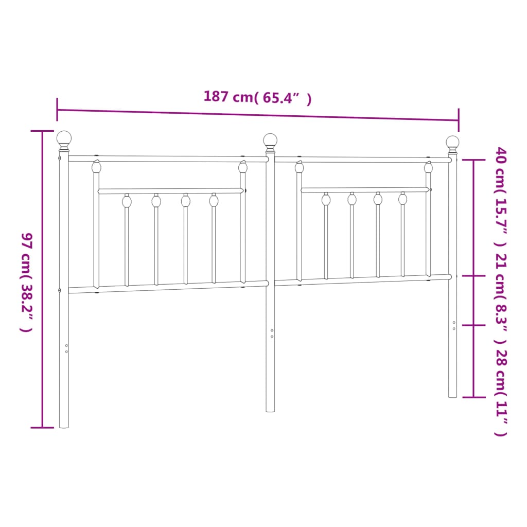 Metal Headboard Black 70.9"