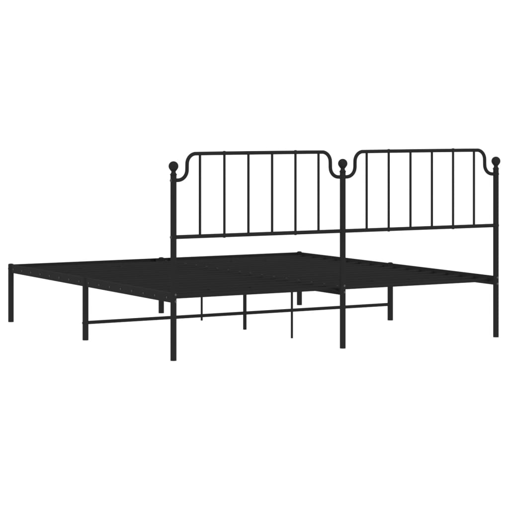 Metal Bed Frame without Mattress with Headboard Black 76"x79.9"