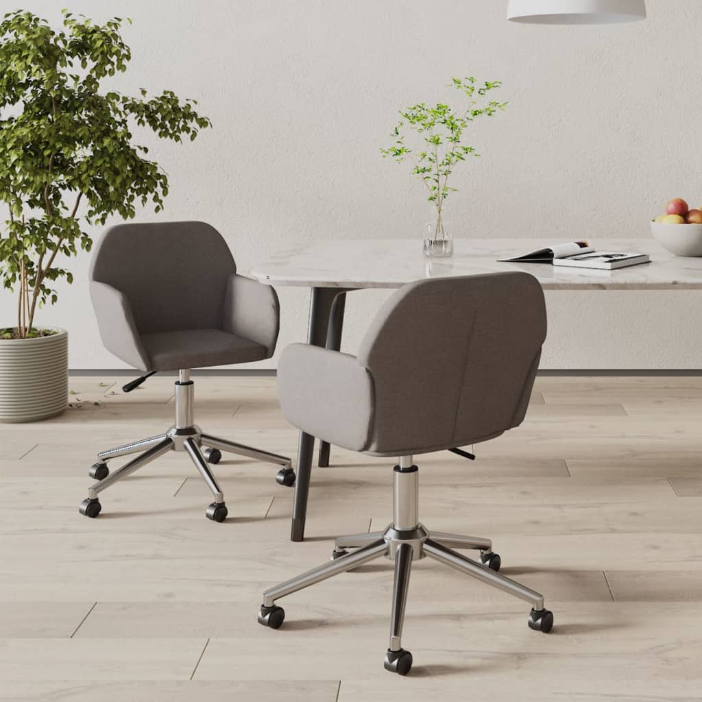 Swivel Dining Chairs 2 pcs Light Gray Fabric