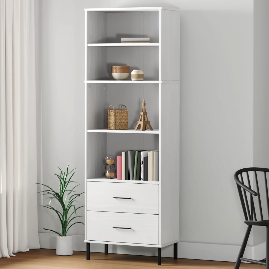 Bookcase with 2 Drawers Gray 23.6"x13.8"x70.9" Solid Wood OSLO