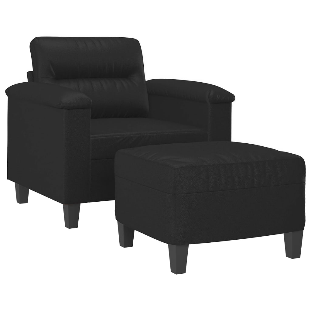 Sofa Chair with Footstool Black 23.6" Faux Leather