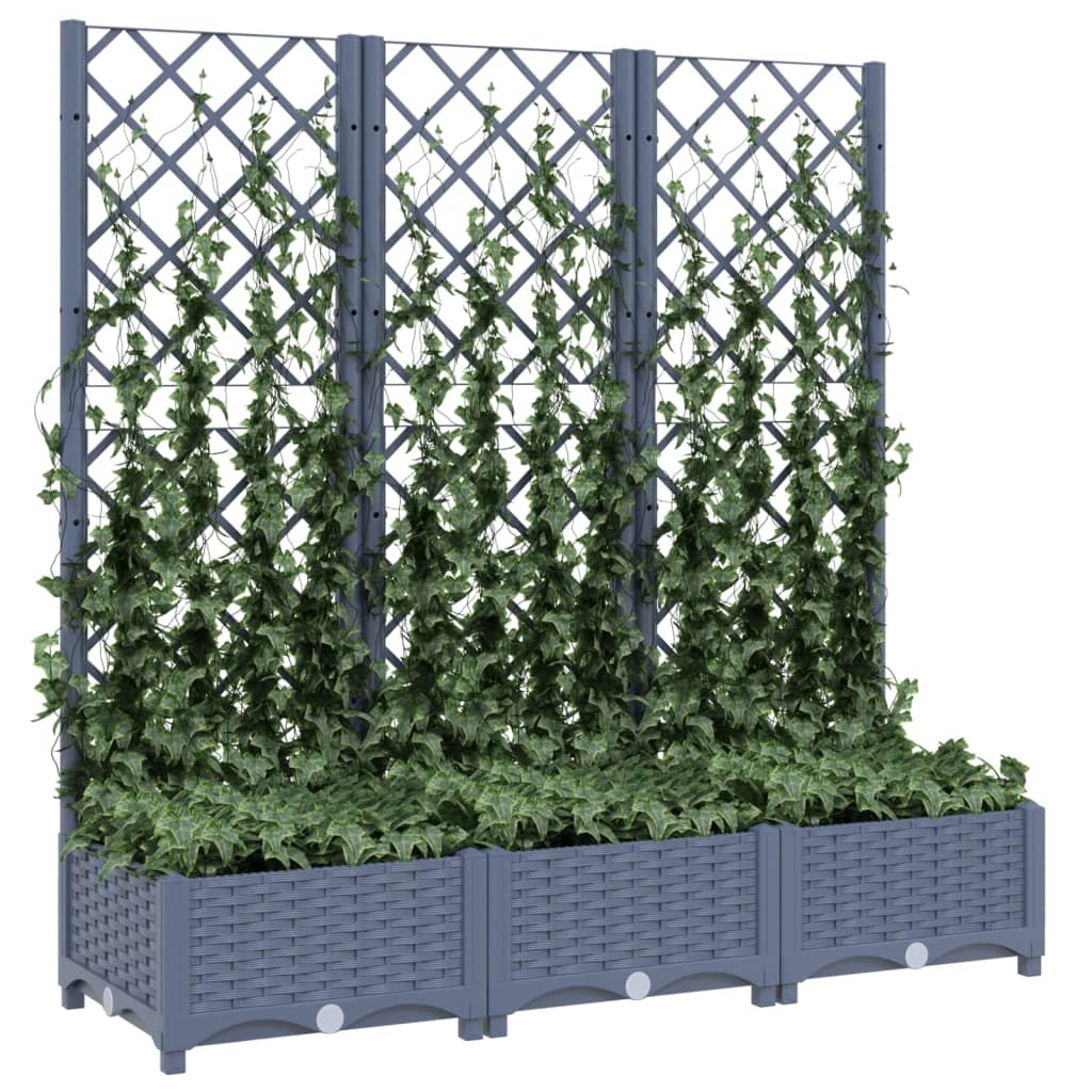 Garden Planter with Trellis Dark Gray 47.2"x15.7"x47.8" PP