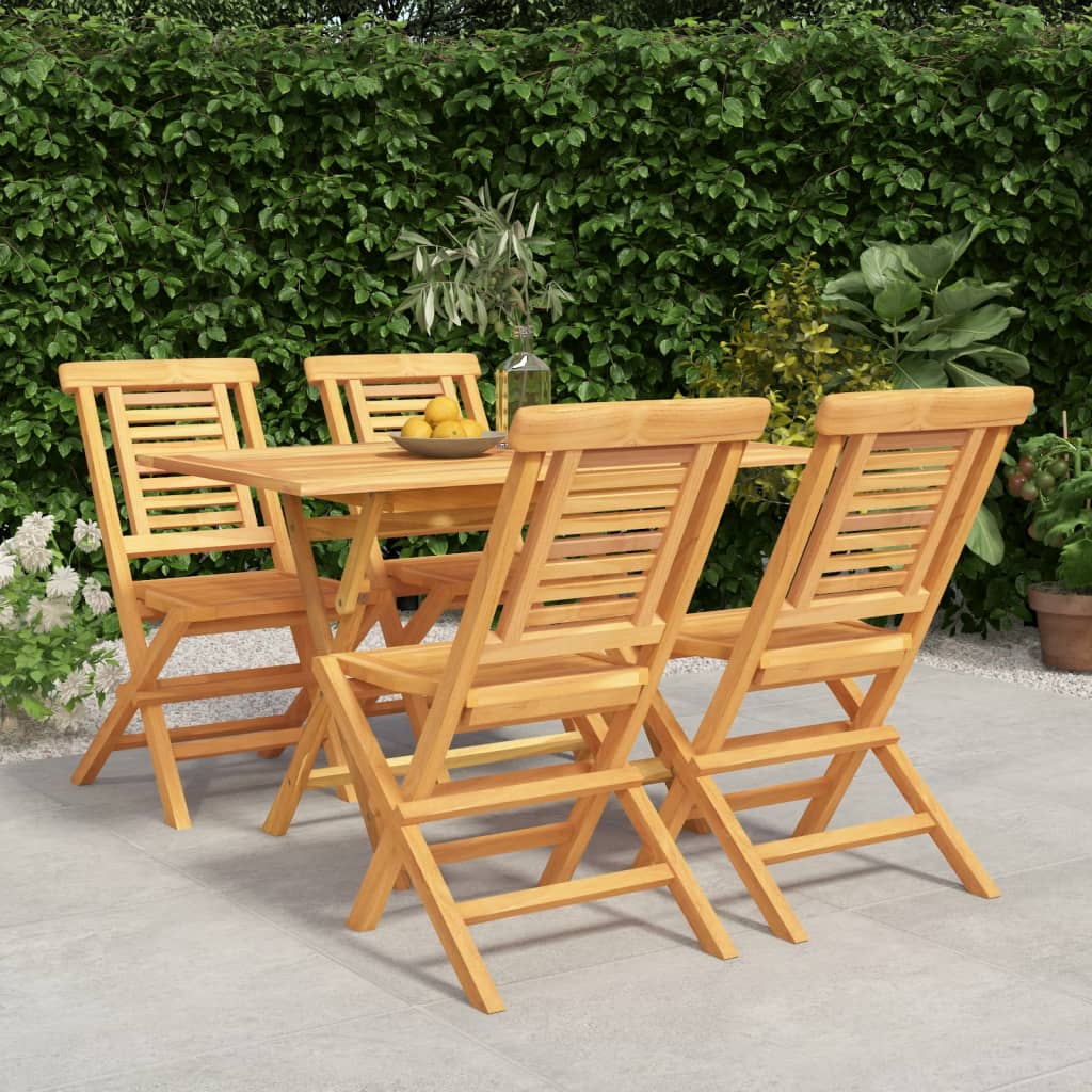 5 Piece Patio Dining Set Solid Wood Teak