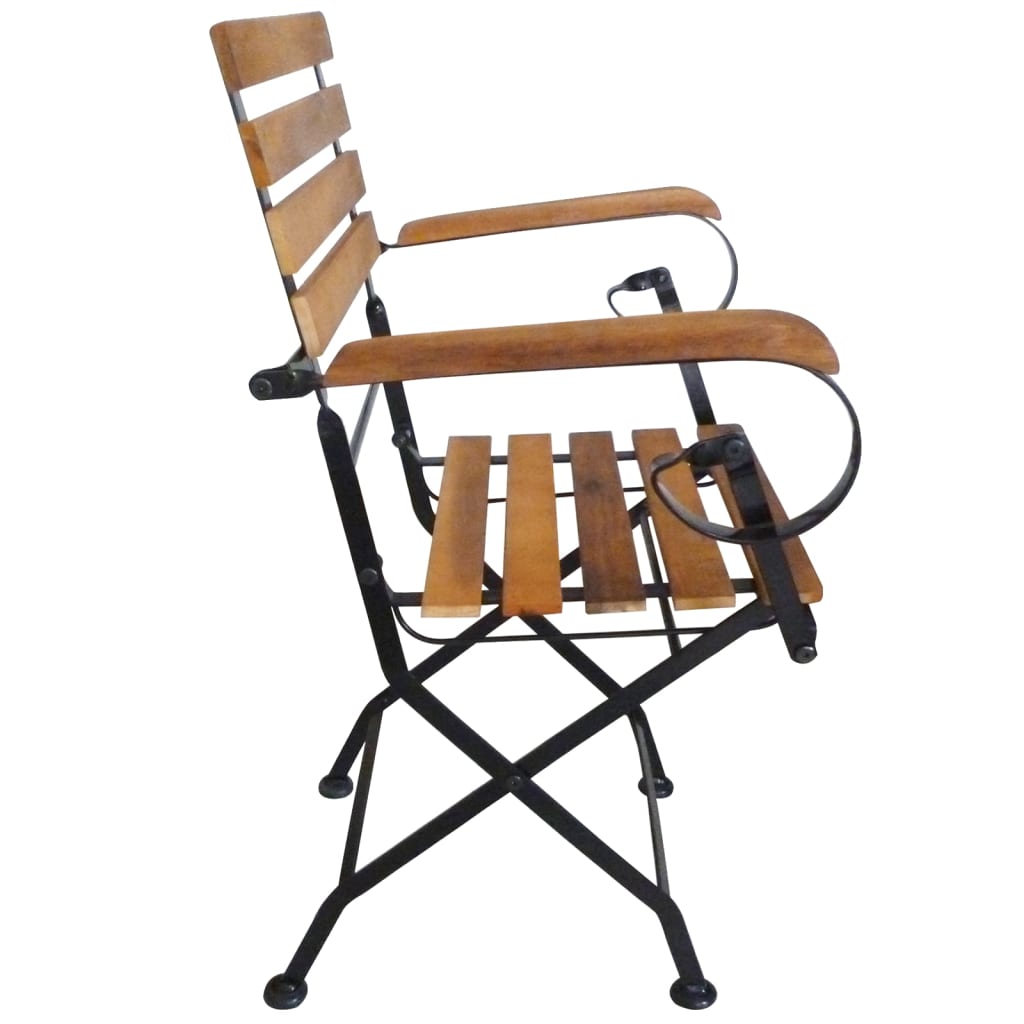 Folding Patio Chairs 4 pcs Steel and Solid Wood Acacia