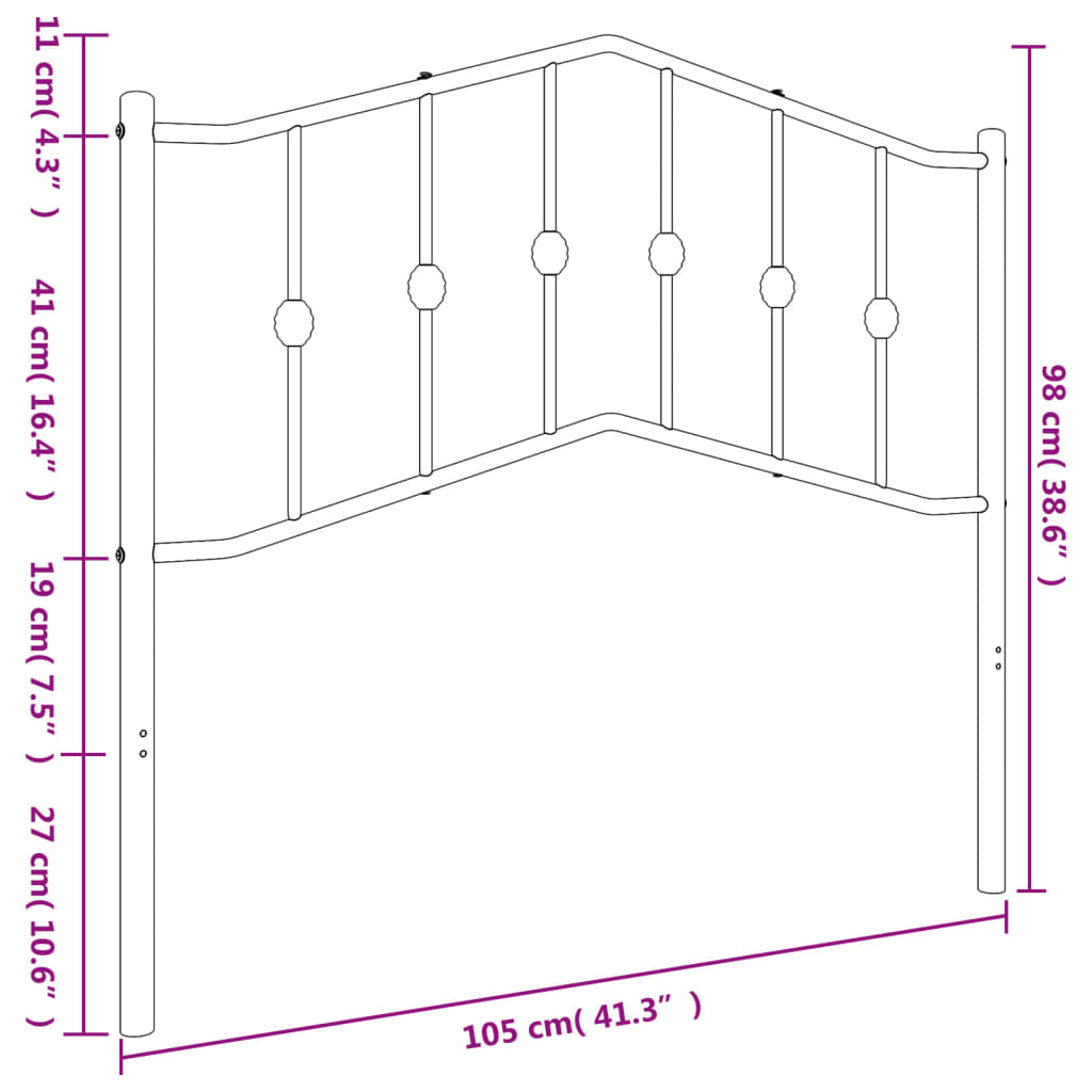 Metal Headboard White 39.4"