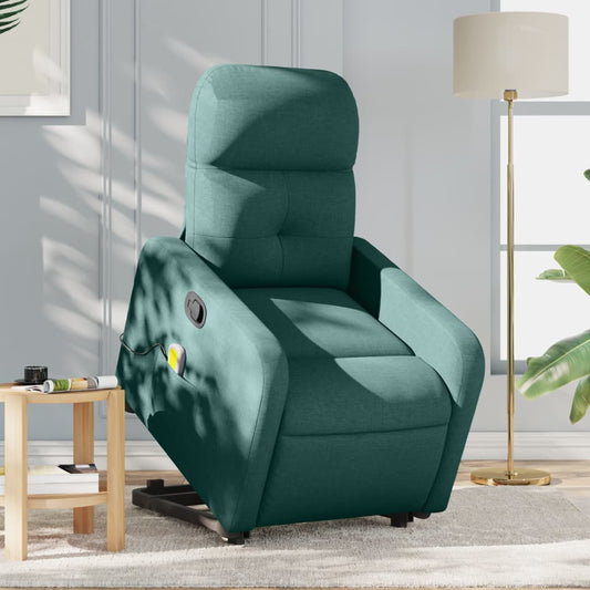 Stand up Massage Recliner Chair Dark Green Fabric