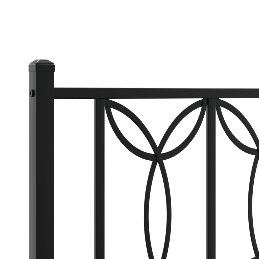 Metal Bed Frame without Mattress with Footboard Black 59.1"x78.7"