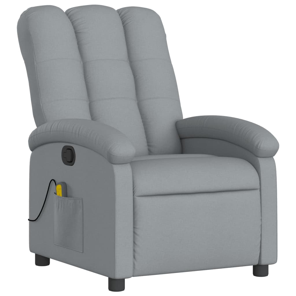 Massage Recliner Chair Light Gray Fabric