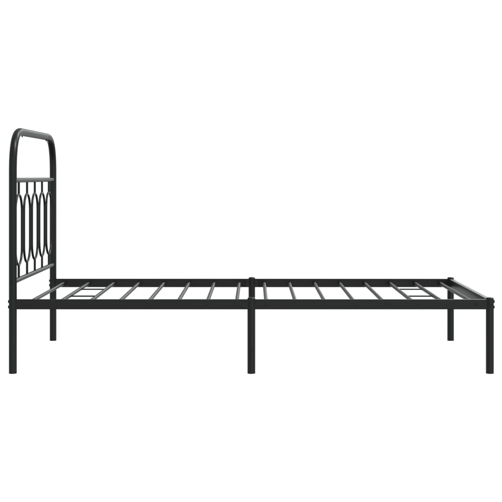 Metal Bed Frame without Mattress with Headboard Black 39.4"x78.7"