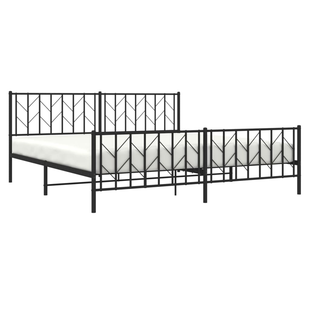 Metal Bed Frame without Mattress with Footboard Black 76"x79.9"