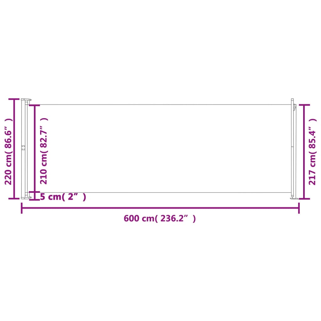 Patio Retractable Side Awning 86.6"x236.2" Cream