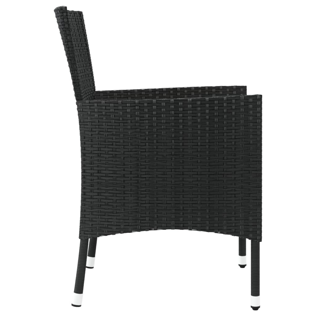 Patio Chairs with Cushions 4 pcs Poly Rattan Black