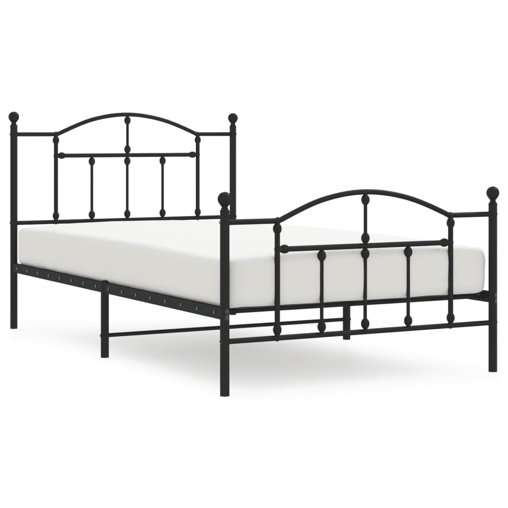 Metal Bed Frame without Mattress with Footboard Black 39.4"x78.7"