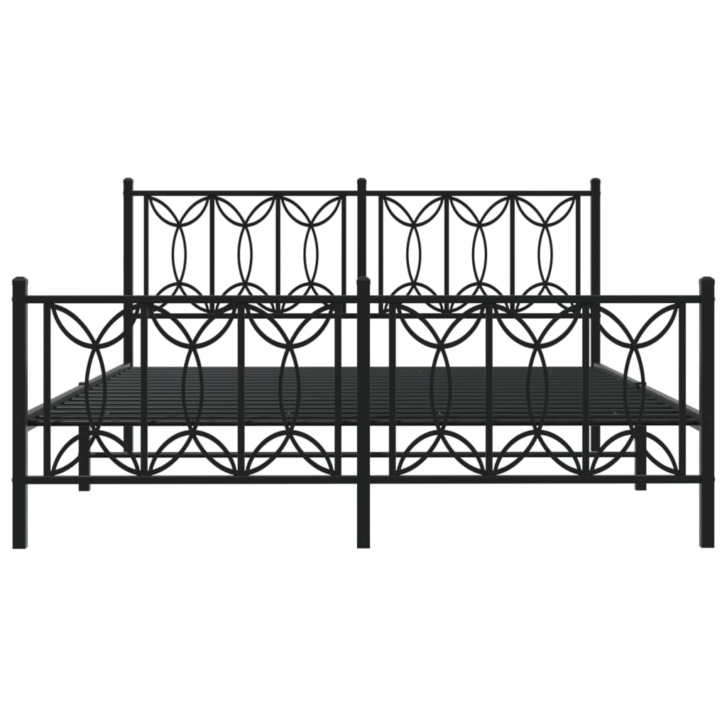 Metal Bed Frame without Mattress with Footboard Black 59.1"x78.7"