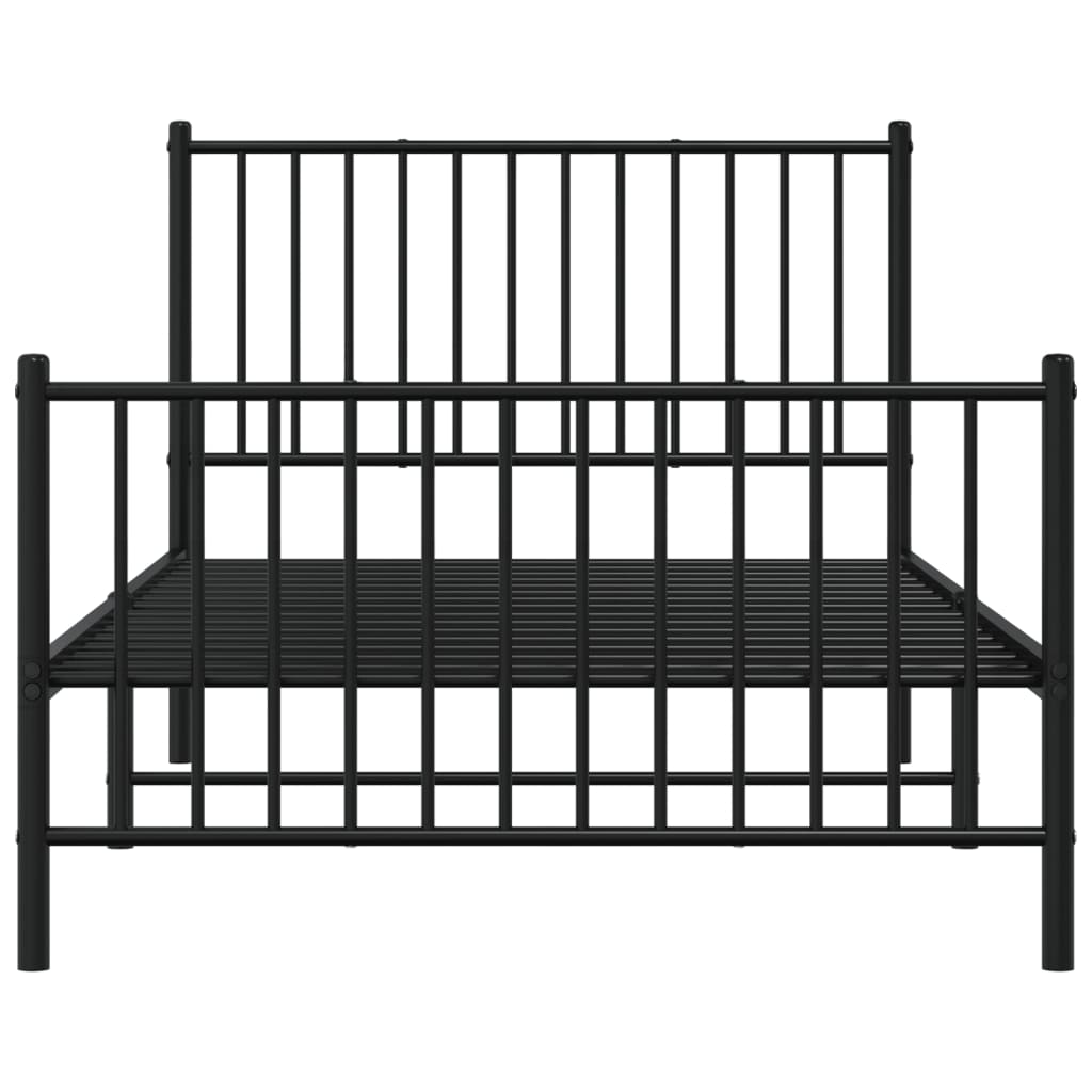 Metal Bed Frame without Mattress with Footboard Black 39.4"x74.8"