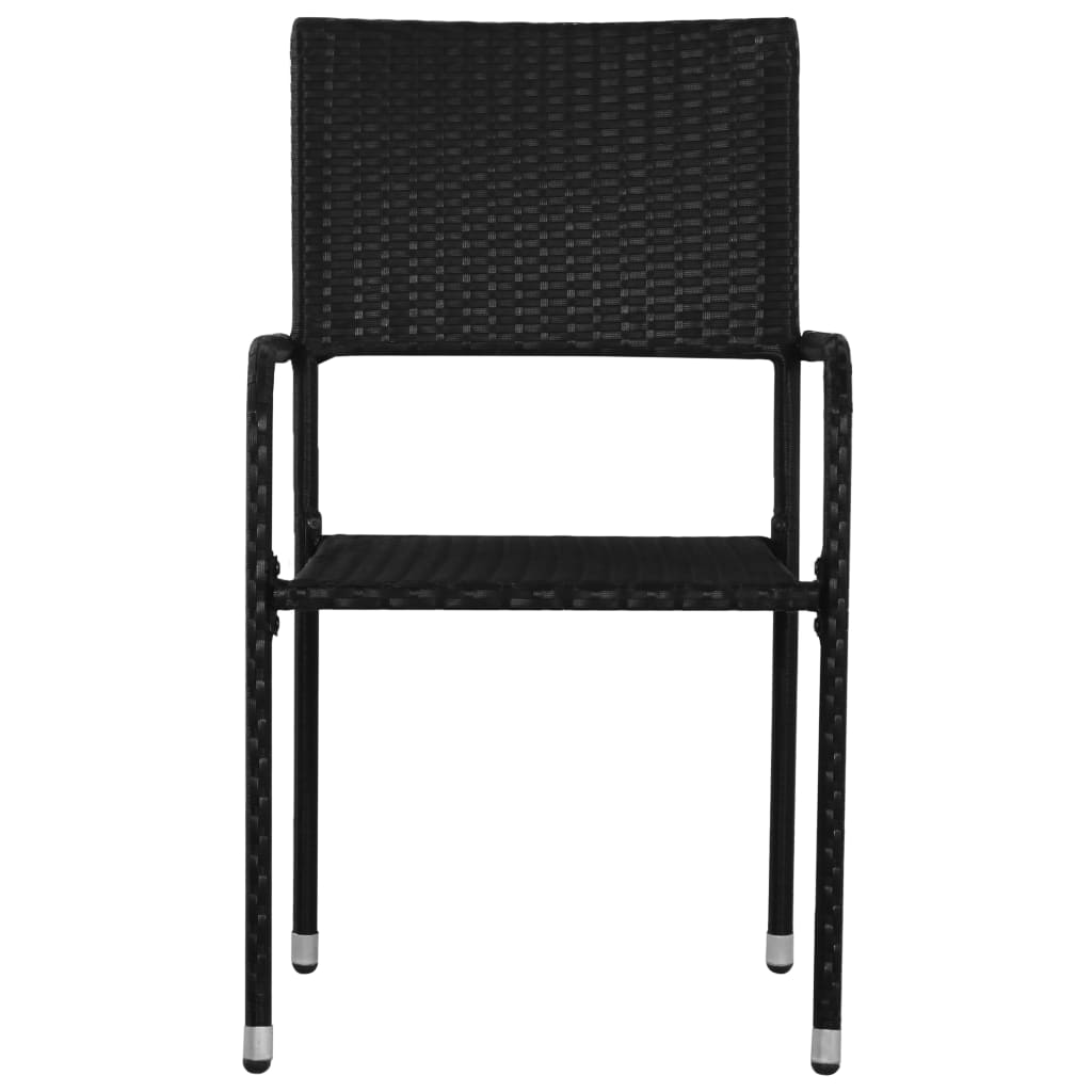 5 Piece Patio Dining Set Black Poly Rattan