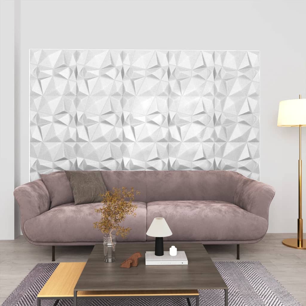 3D Wall Panels 24 pcs 19.7"x19.7" Diamond White 64.6 ft��