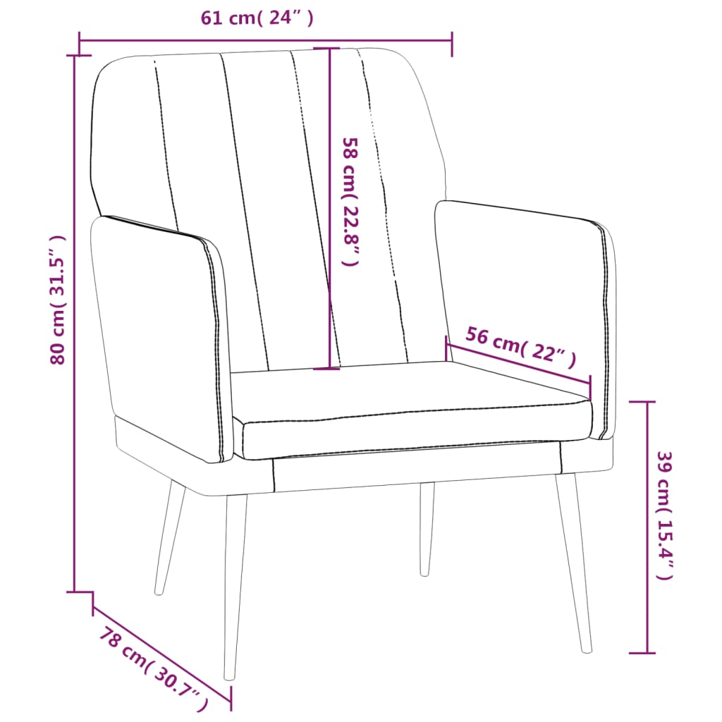 Armchair Black 24"x30.7"x31.5" Faux Leather