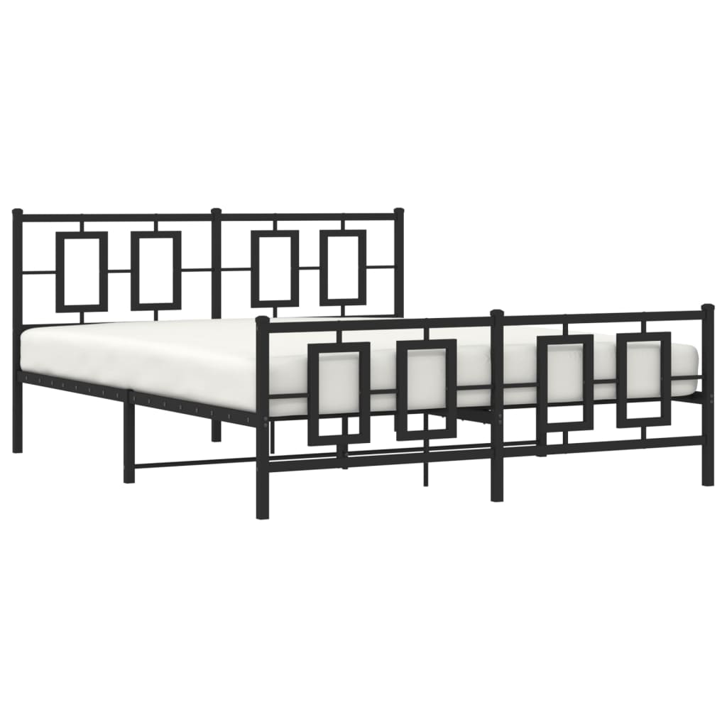 Metal Bed Frame without Mattress with Footboard Black 59.1"x78.7"