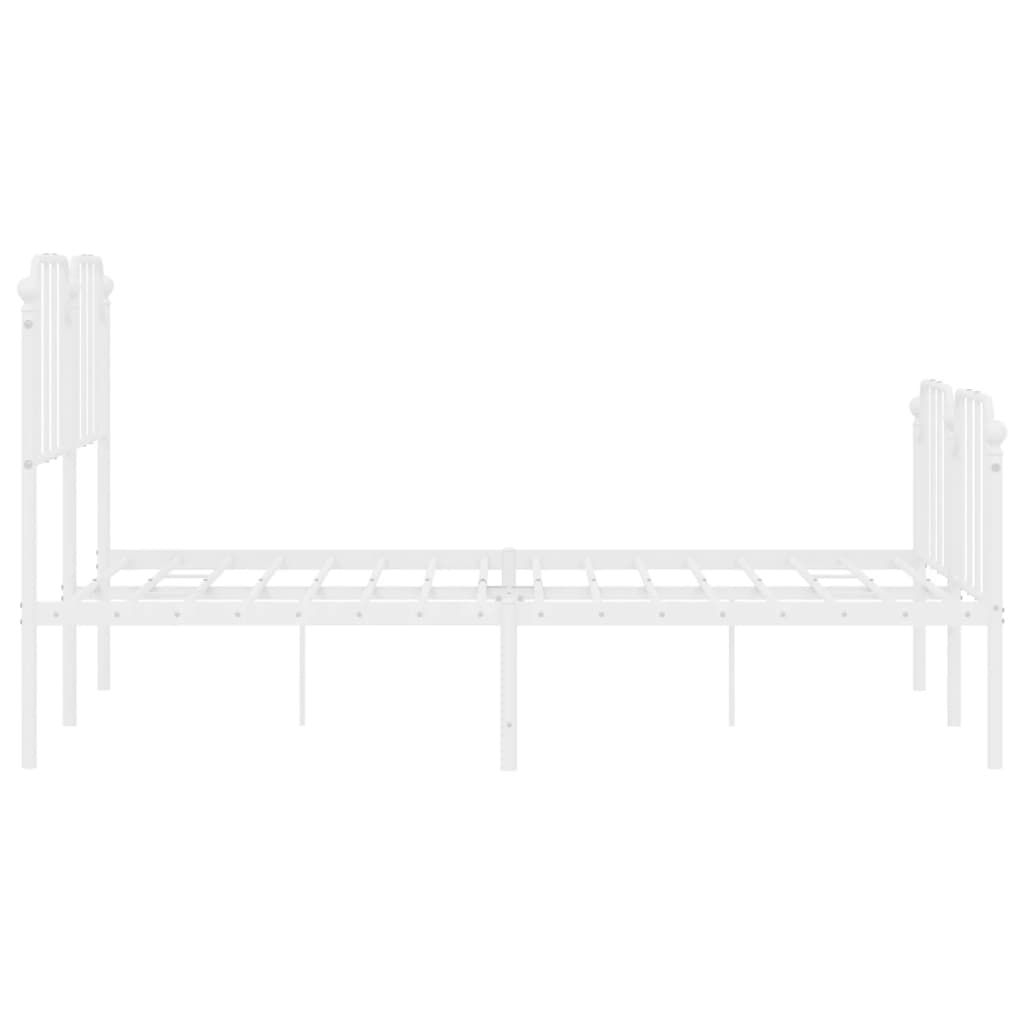 Metal Bed Frame without Mattress with Footboard White 53.1"x74.8"