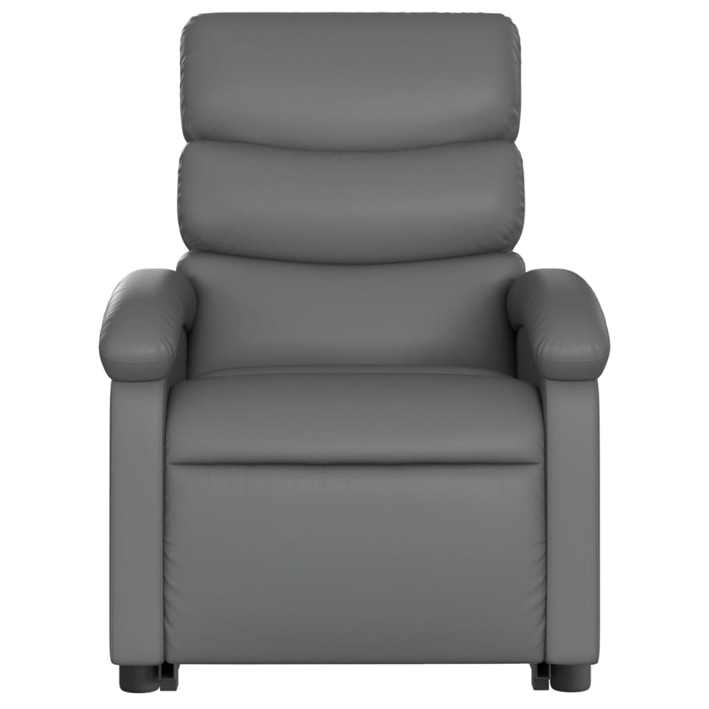 Electric Stand up Massage Recliner Chair Gray Faux Leather