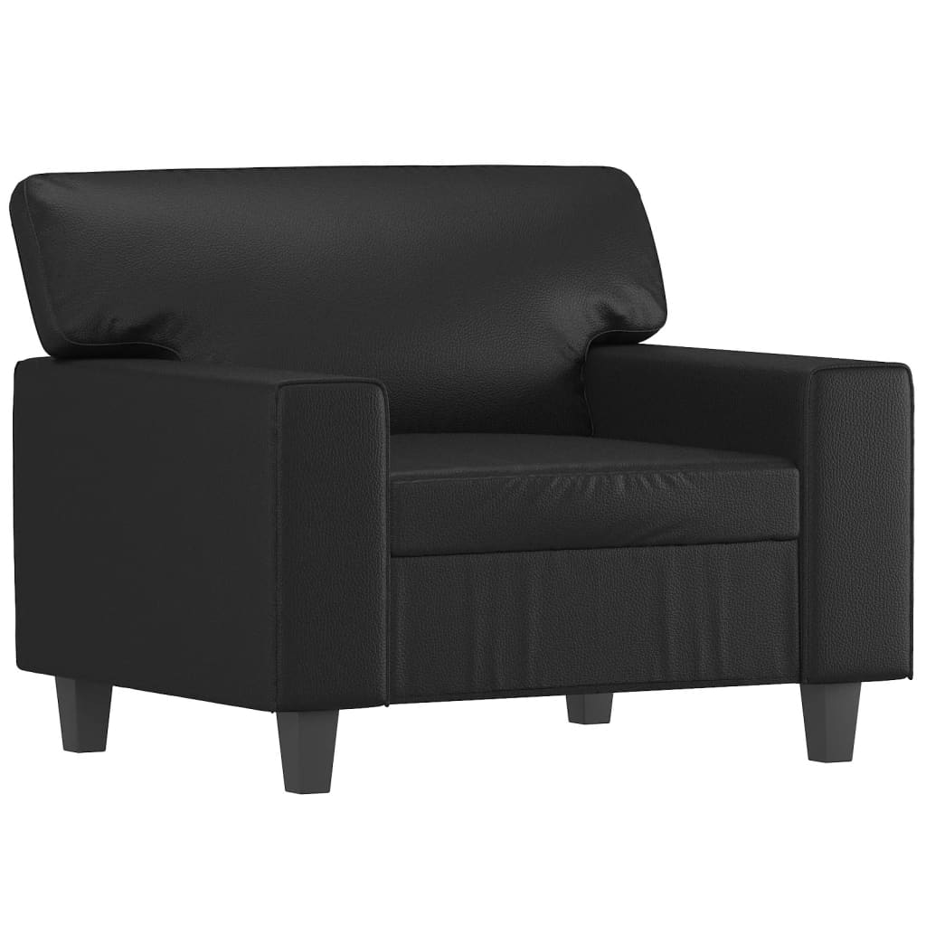 Sofa Chair with Footstool Black 23.6" Faux Leather