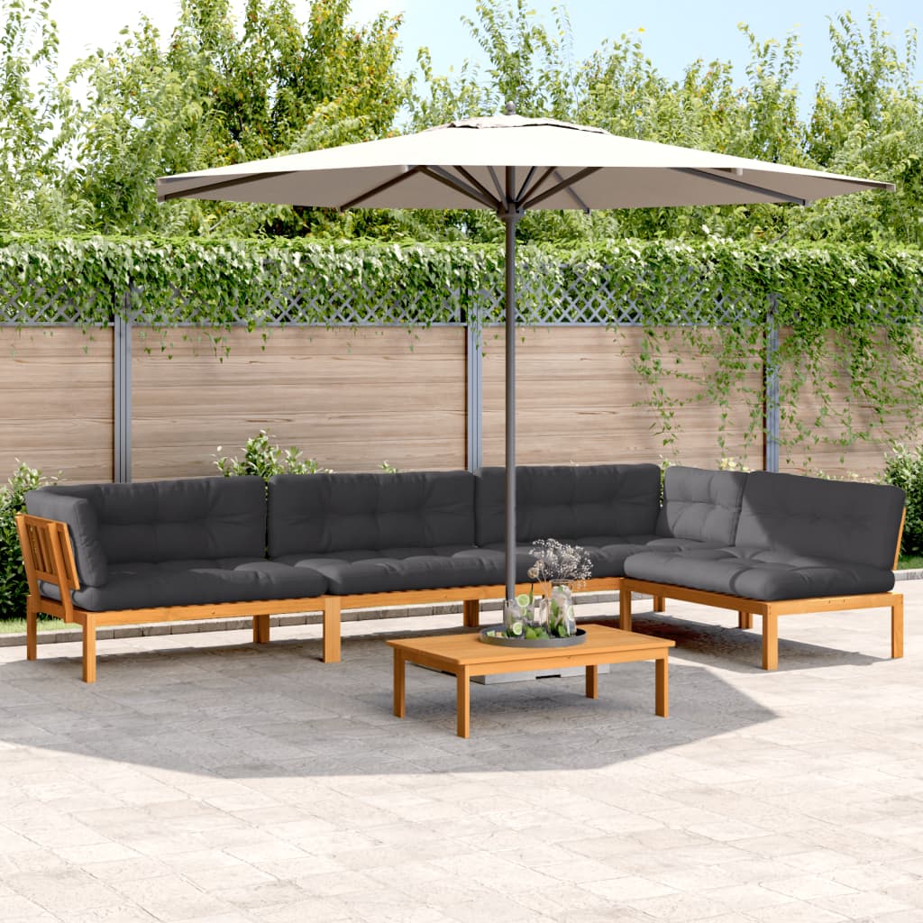 5 Piece Patio Pallet Sofa Set with Cushions Solid Wood Acacia