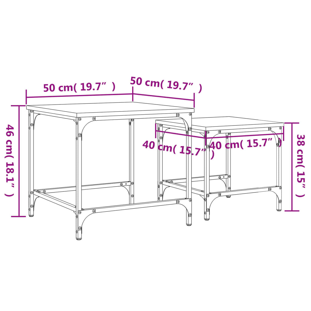 Nesting Coffee Tables 2 pcs Smoked Oak Engineered Wood