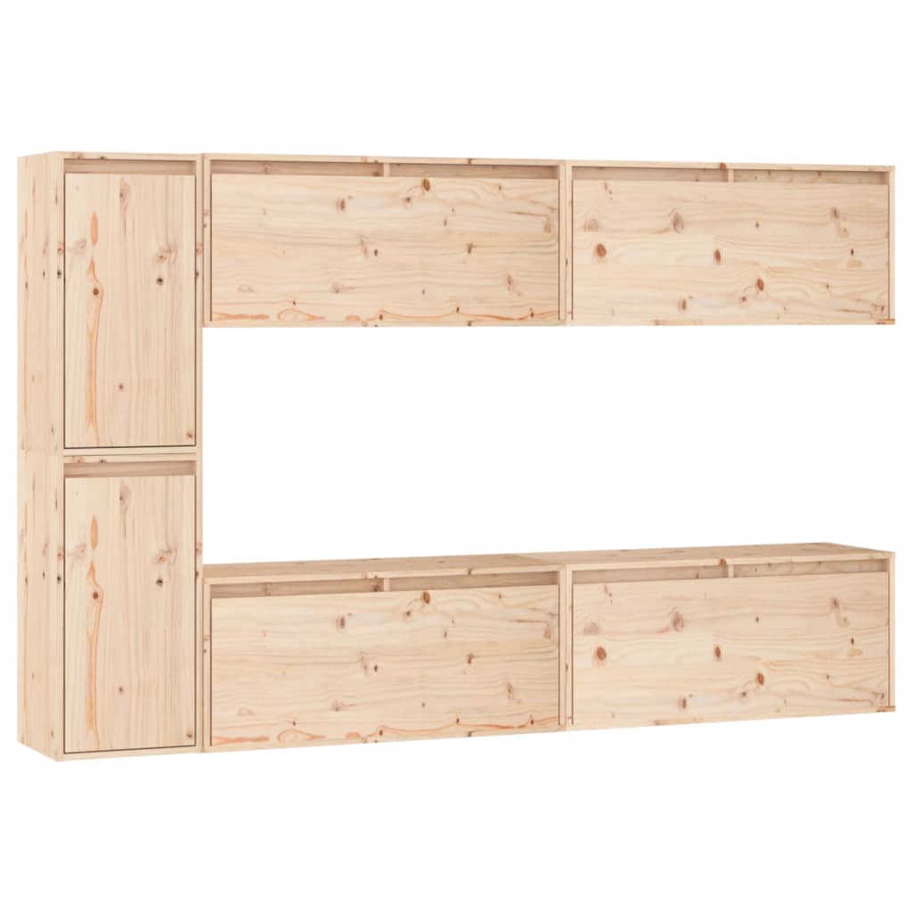 TV Stands 6 Pcs Solid Wood Pine