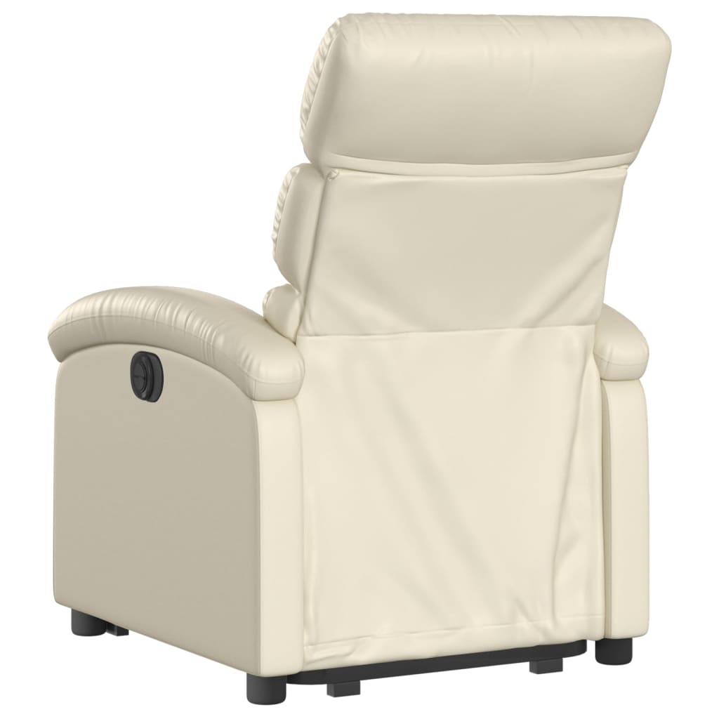 Stand up Recliner Chair Cream Faux Leather