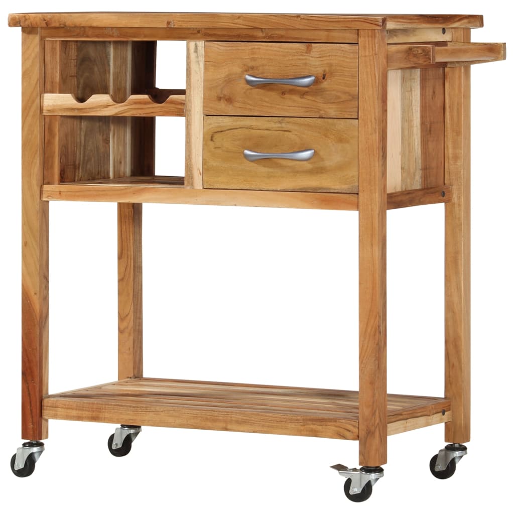 Kitchen Trolley 31.5"x17.7"x35.8" Solid Wood Acacia