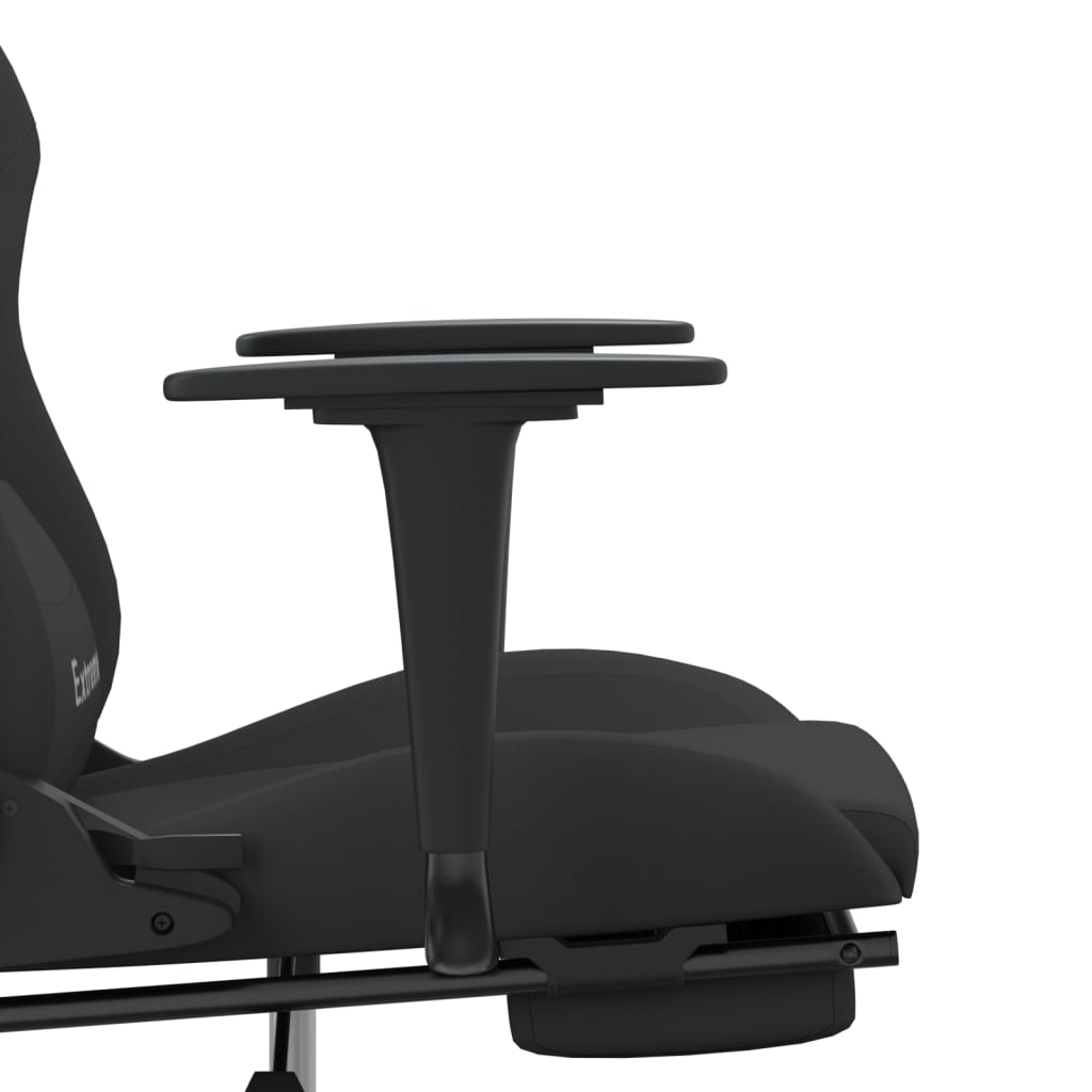 Massage Gaming Chair with Footrest Black Fabric