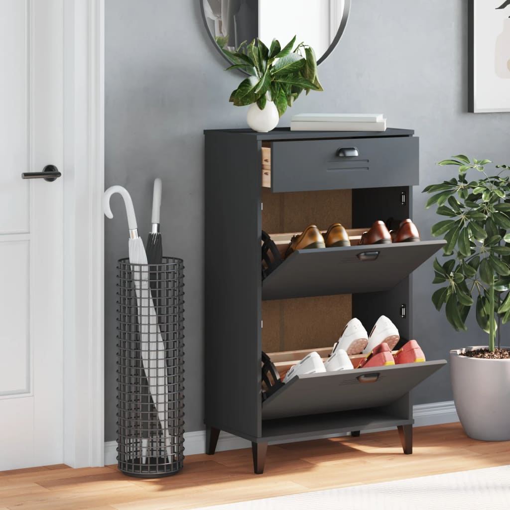 Shoe Cabinet VIKEN Anthracite Gray Engineered Wood