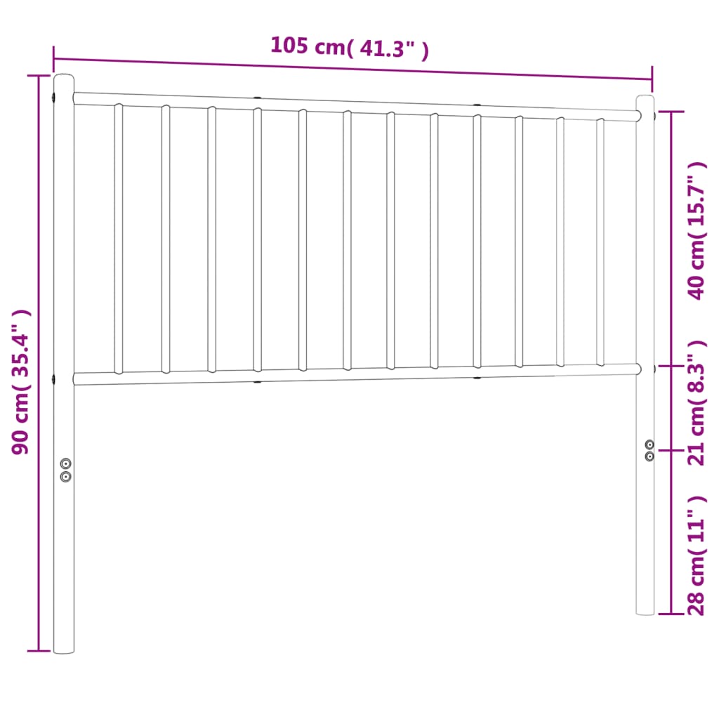 Metal Headboard White 39.4"