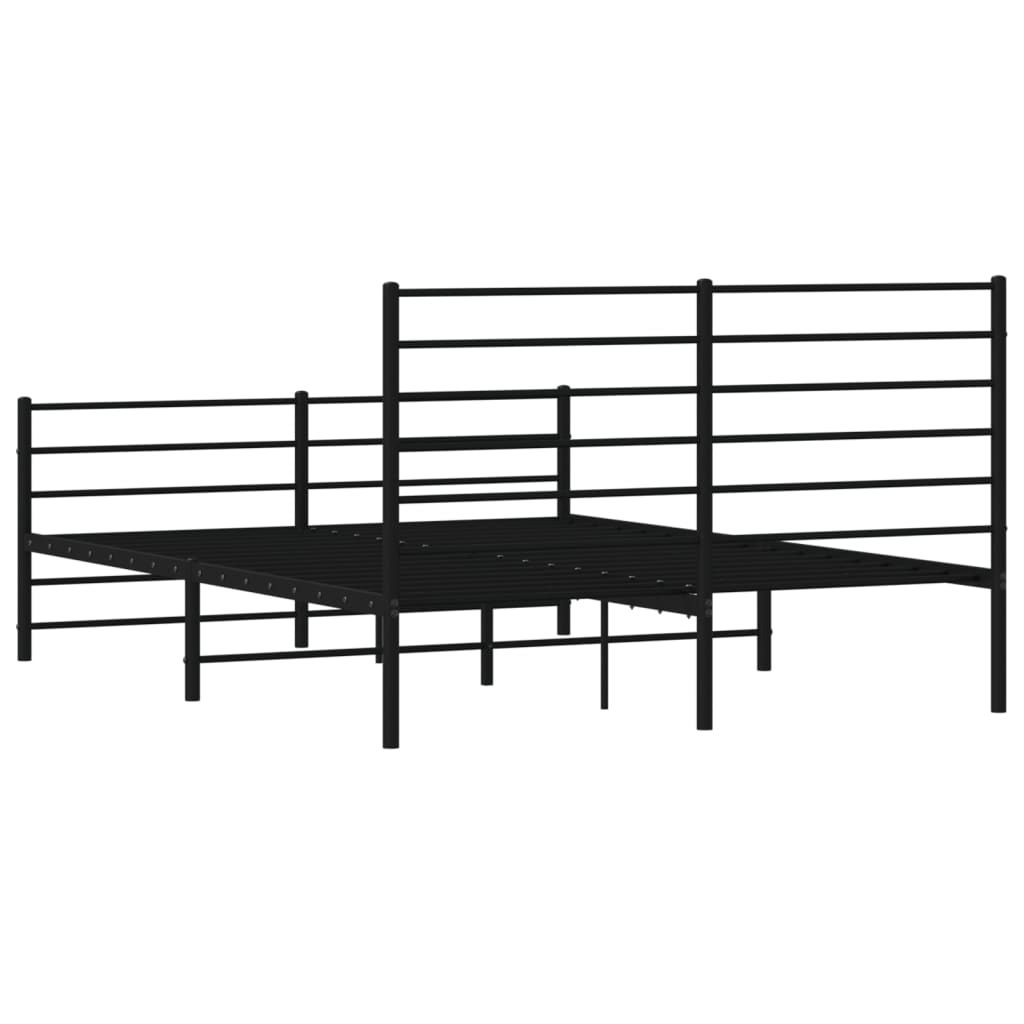 Metal Bed Frame without Mattress with Footboard Black 53.1"x74.8"