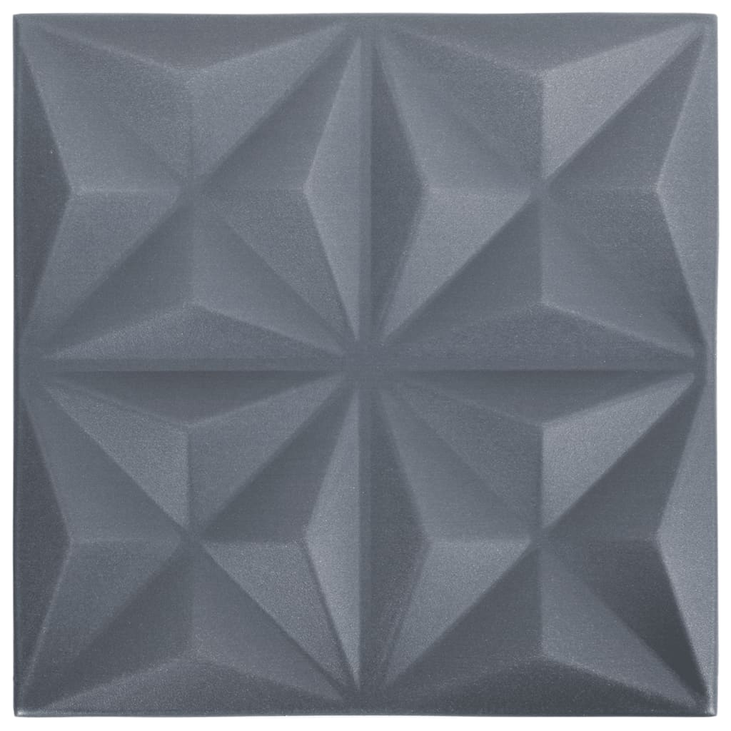 3D Wall Panels 48 pcs 19.7"x19.7" Origami Gray 129.2 ft��