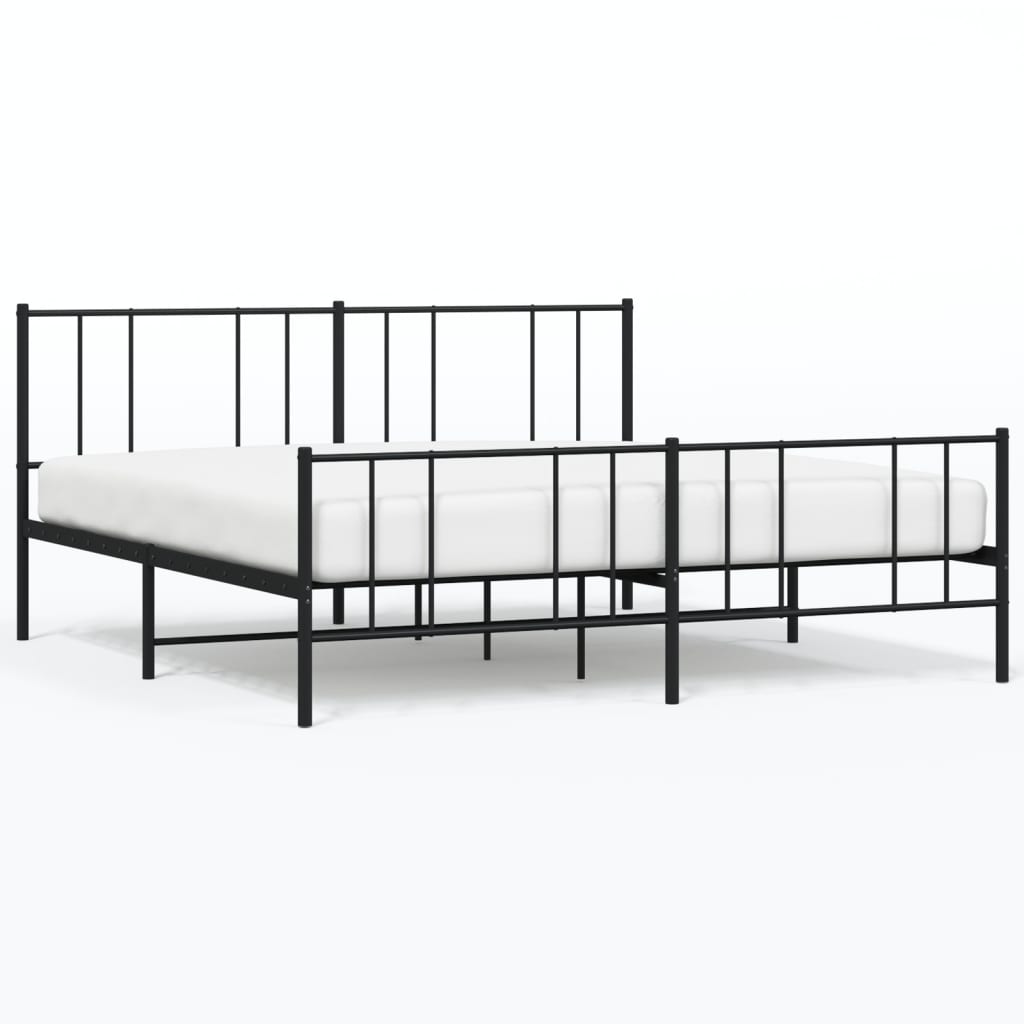 Metal Bed Frame without Mattress with Footboard Black 72"x83.9"