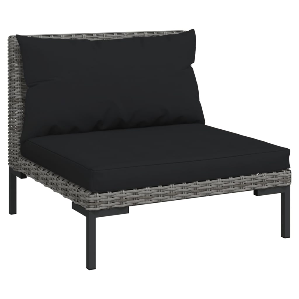 4 Piece Patio Lounge Set with Cushions Poly Rattan Dark Gray