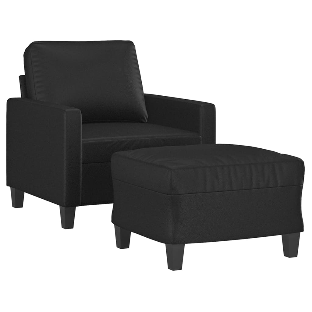 Sofa Chair with Footstool Black 23.6" Faux Leather