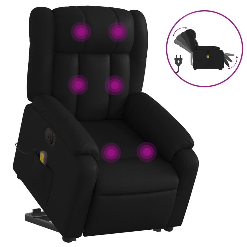 Electric Stand up Massage Recliner Chair Black Faux Leather